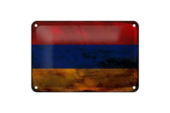 Signe en étain drapeau arménien 18x12cm, drapeau de l'arménie, décoration rouille 1