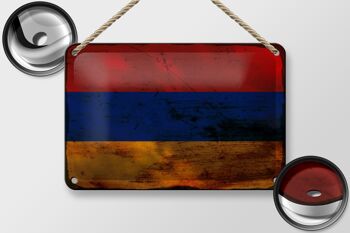 Signe en étain drapeau arménien 18x12cm, drapeau de l'arménie, décoration rouille 2