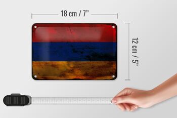 Signe en étain drapeau arménien 18x12cm, drapeau de l'arménie, décoration rouille 5