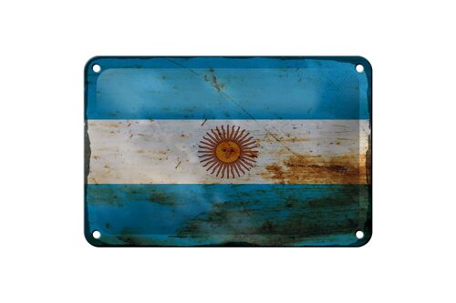 Blechschild Flagge Argentinien 18x12cm Flag Argentina Rost Dekoration