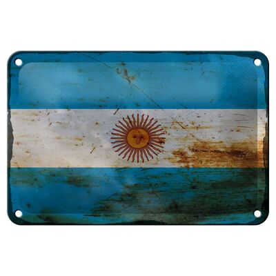 Cartel de chapa con bandera de Argentina, 18x12cm, decoración de óxido de Argentina