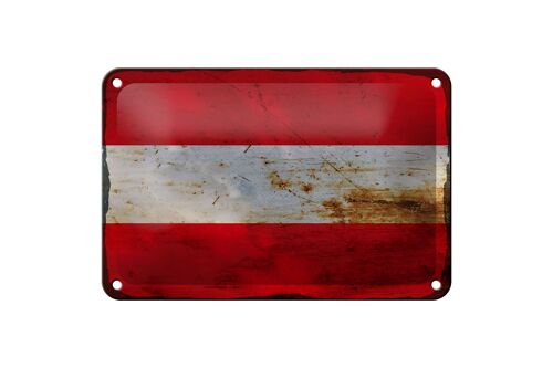 Blechschild Flagge Österreich 18x12cm Flag of Austria Rost Dekoration