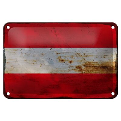 Cartel de chapa con bandera de Austria, 18x12cm, bandera de Austria, decoración oxidada
