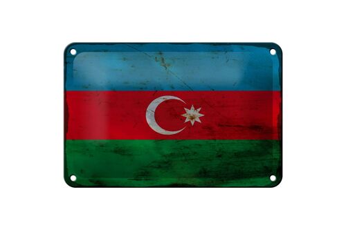 Blechschild Flagge Aserbaidschan 18x12cm Azerbaijan Rost Dekoration