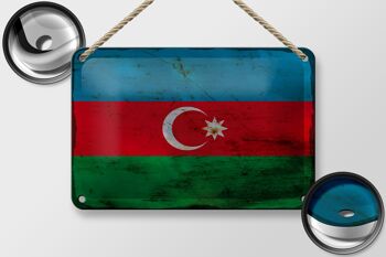 Signe en étain drapeau de l'azerbaïdjan, 18x12cm, décoration rouille de l'azerbaïdjan 2
