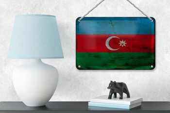 Signe en étain drapeau de l'azerbaïdjan, 18x12cm, décoration rouille de l'azerbaïdjan 4
