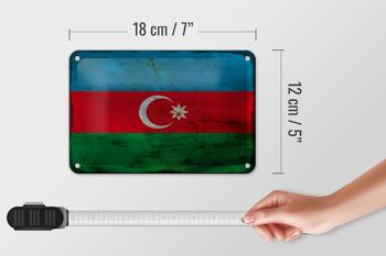 Signe en étain drapeau de l'azerbaïdjan, 18x12cm, décoration rouille de l'azerbaïdjan 5
