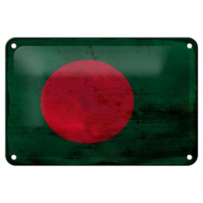 Drapeau en étain du Bangladesh, 18x12cm, décoration rouille du Bangladesh