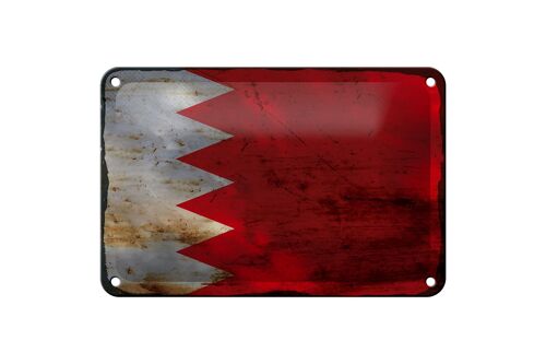 Blechschild Flagge Bahrain 18x12cm Flag of Bahrain Rost Dekoration