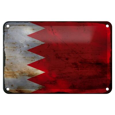 Cartel de chapa con bandera de Bahrein, 18x12cm, decoración de óxido de bandera de Bahrein