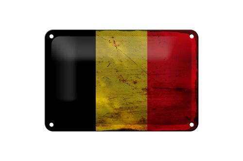 Blechschild Flagge Belgien 18x12cm Flag of Belgium Rost Dekoration