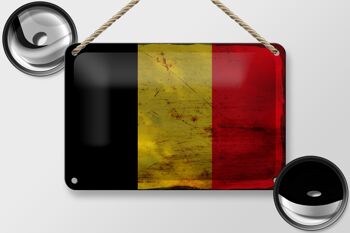 Drapeau en étain de la belgique, 18x12cm, drapeau de la belgique, décoration rouille 2