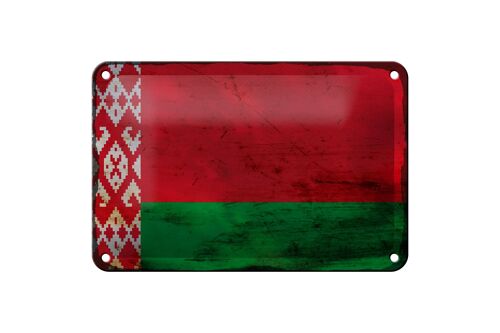 Blechschild Flagge Weißrussland 18x12cm Flag Belarus Rost Dekoration