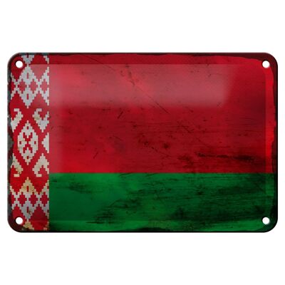 Metal sign flag Belarus 18x12cm Flag Belarus rust decoration