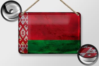 Drapeau en étain pour la biélorussie, 18x12cm, décoration rouille pour la biélorussie 2