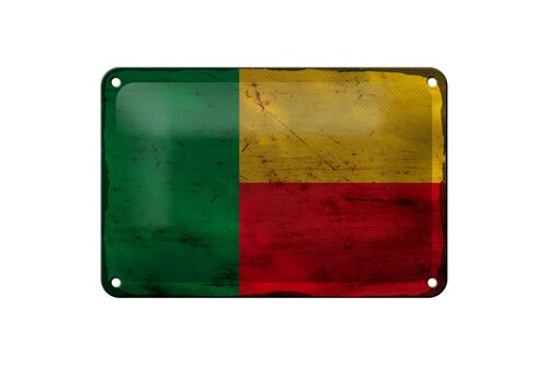 Blechschild Flagge Benin 18x12cm Flag of Benin Rost Dekoration