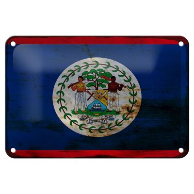 Targa in metallo Bandiera Belize 18x12 cm Bandiera del Belize Decorazione ruggine