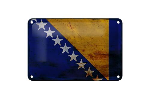 Blechschild Flagge Bosnien und Herzegowina 18x12cm Rost Dekoration