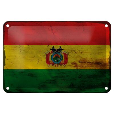 Bandera de cartel de hojalata de Bolivia, 18x12cm, decoración de óxido de bandera de Bolivia