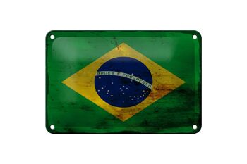 Drapeau du Brésil en étain, 18x12cm, décoration rouille 1