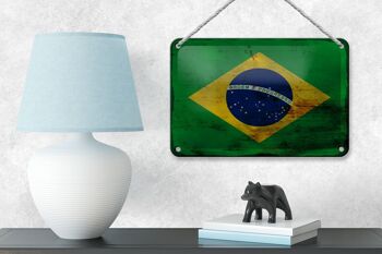 Drapeau du Brésil en étain, 18x12cm, décoration rouille 4