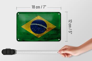 Drapeau du Brésil en étain, 18x12cm, décoration rouille 5