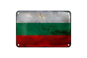 Signe en étain drapeau Bulgarie 18x12cm drapeau Bulgarie décoration rouille 1