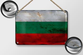 Signe en étain drapeau Bulgarie 18x12cm drapeau Bulgarie décoration rouille 2