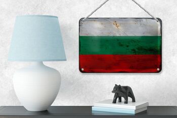 Signe en étain drapeau Bulgarie 18x12cm drapeau Bulgarie décoration rouille 4