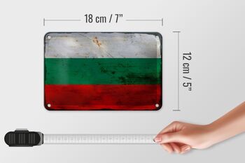 Signe en étain drapeau Bulgarie 18x12cm drapeau Bulgarie décoration rouille 5