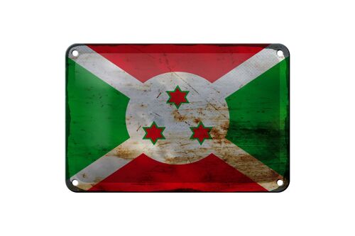 Blechschild Flagge Burundi 18x12cm Flag of Burundi Rost Dekoration