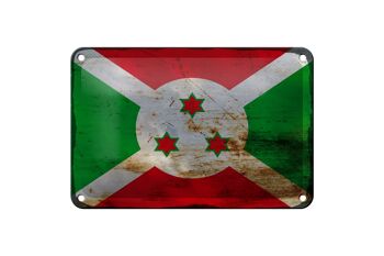 Drapeau en étain du Burundi, 18x12cm, drapeau du Burundi, décoration rouille 1