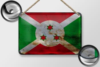 Drapeau en étain du Burundi, 18x12cm, drapeau du Burundi, décoration rouille 2