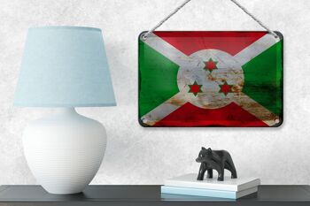 Drapeau en étain du Burundi, 18x12cm, drapeau du Burundi, décoration rouille 4