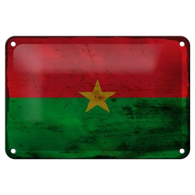 Targa in metallo bandiera Burkina Faso 18x12 cm Burkina Faso decorazione ruggine