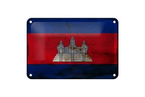 Blechschild Flagge Kambodscha 18x12cm Flag Cambodia Rost Dekoration