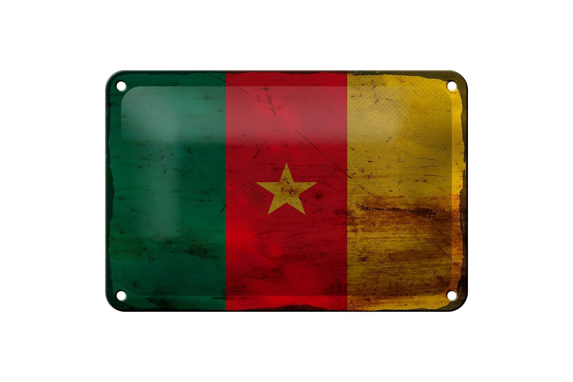 Targa in metallo Bandiera Camerun 18x12 cm Bandiera del Camerun Decorazione ruggine