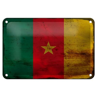 Targa in metallo Bandiera Camerun 18x12 cm Bandiera del Camerun Decorazione ruggine