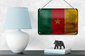 Drapeau du Cameroun en étain, 18x12cm, décoration rouille 4