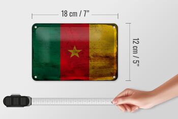 Drapeau du Cameroun en étain, 18x12cm, décoration rouille 5