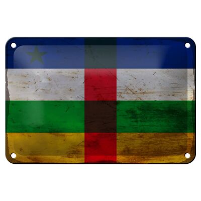 Cartel de chapa con bandera de República Centroafricana, decoración RO de 18x12cm