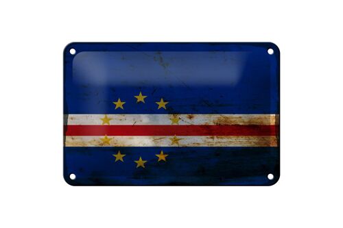 Blechschild Flagge Kap Verde 18x12cm Flag Cape Verde Rost Dekoration