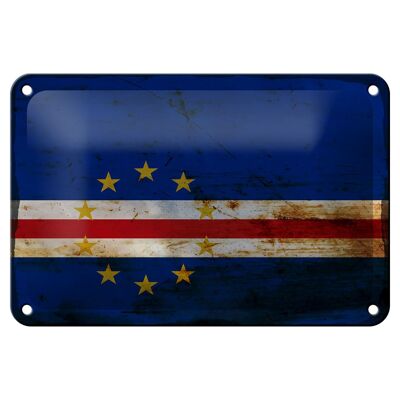 Cartel de hojalata Bandera de Cabo Verde, 18x12cm, decoración de óxido de Cabo Verde