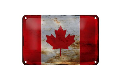 Blechschild Flagge Kanada 18x12cm Flag of Canada Rost Dekoration