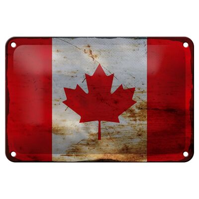 Cartel de chapa con bandera de Canadá, 18x12cm, bandera de Canadá, decoración oxidada