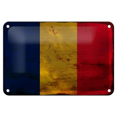 Blechschild Flagge des Tschad 18x12cm Flag of Chad Rost Dekoration