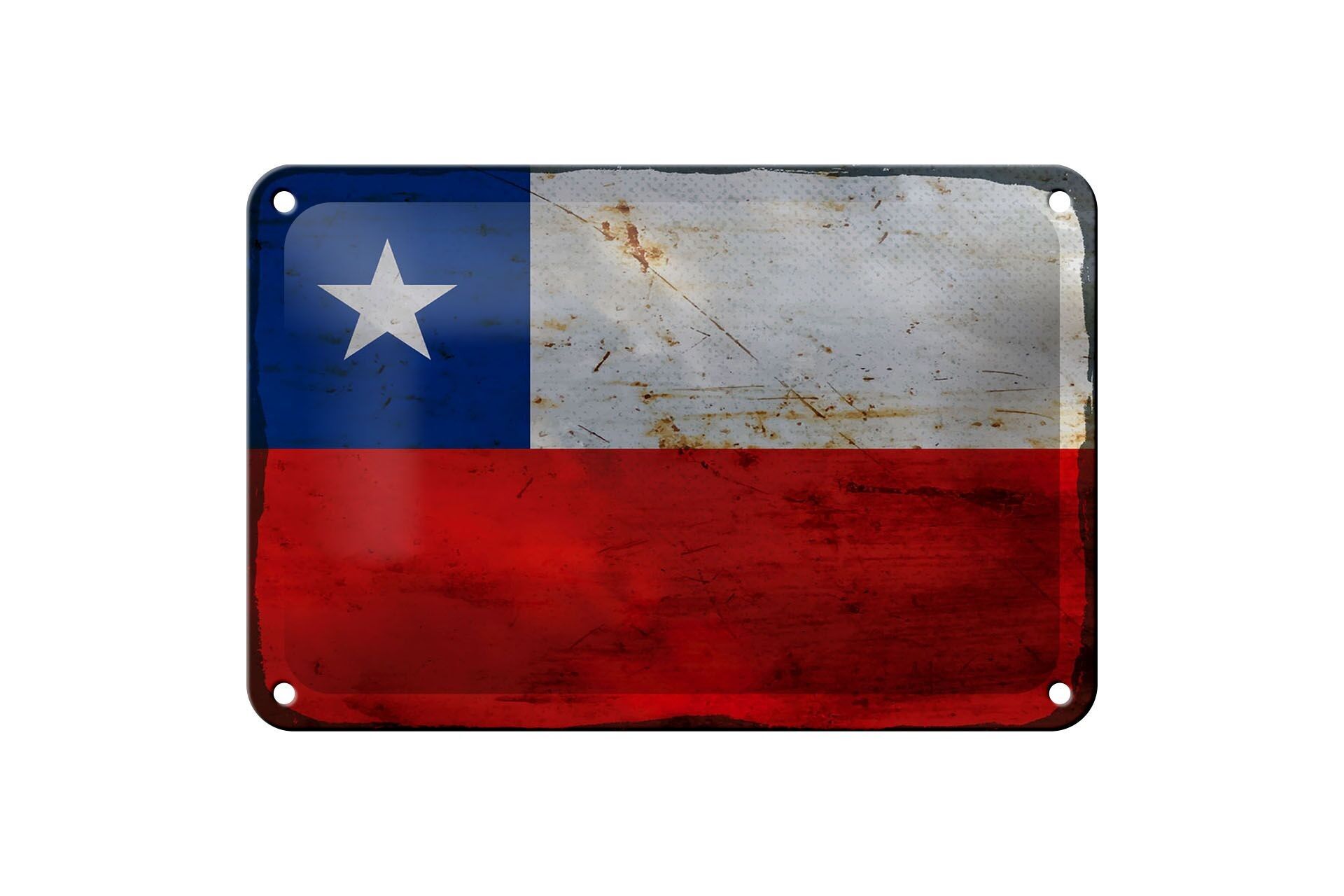 Tin sign flag Chile 18x12cm Flag of Chile rust decoration
