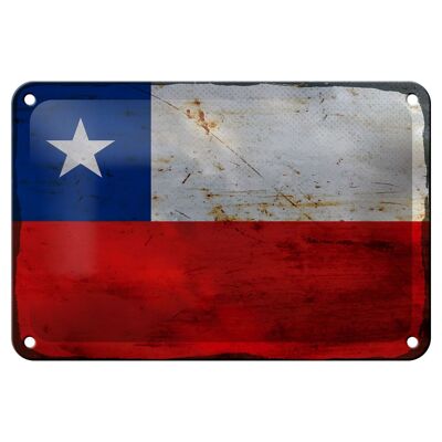 Targa in metallo Bandiera Cile 18x12 cm Bandiera del Cile Decorazione ruggine
