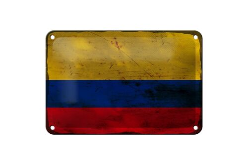 Blechschild Flagge Kolumbien 18x12cm Flag Colombia Rost Dekoration