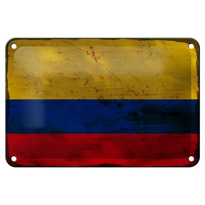 Blechschild Flagge Kolumbien 18x12cm Flag Colombia Rost Dekoration